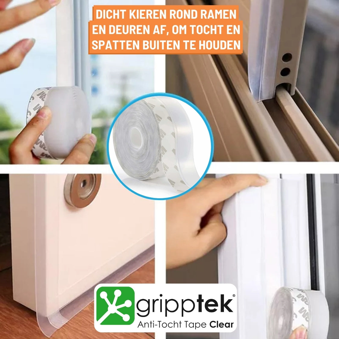 GrippTek® Anti-Tocht Tape Clear - Voor Deuren & Kieren - GrippTek