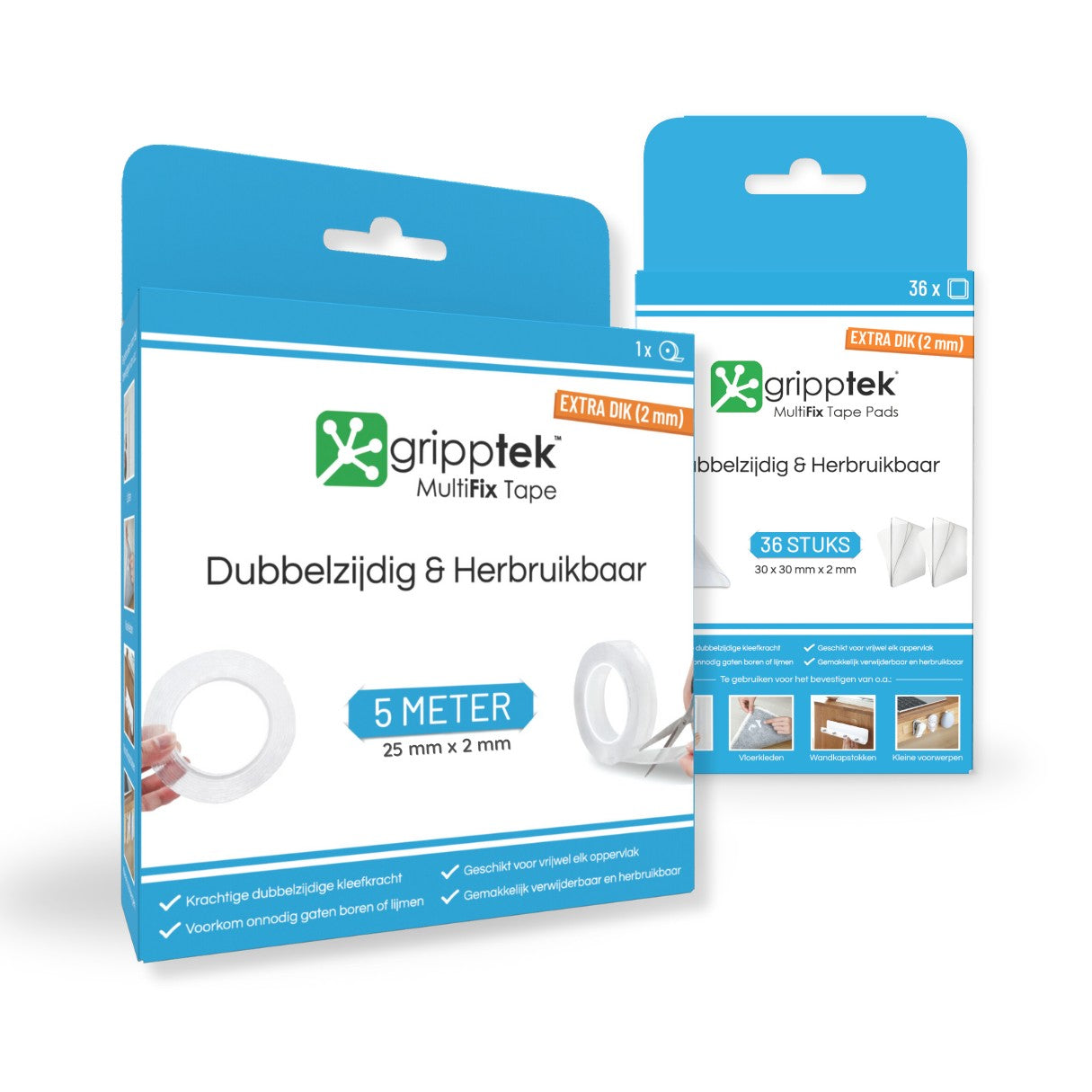 GrippTek® MultiFix Tape + Pads Kleefbundel - GrippTek