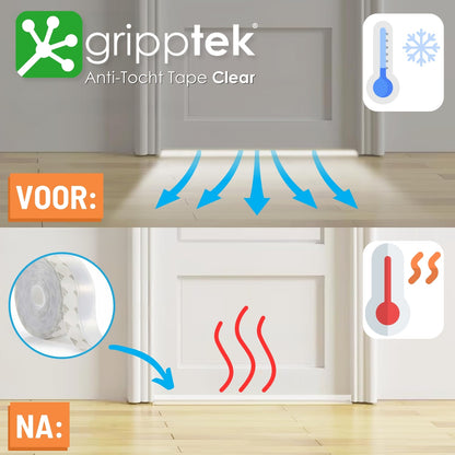 GrippTek® Anti-Tocht Tape Clear - Voor Deuren & Kieren - GrippTek