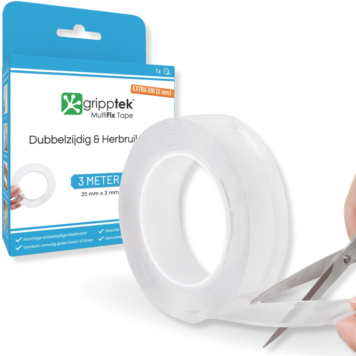 GrippTek® MultiFix Tape Original 2.0 - Dubbelzijdig & Herbruikbaar