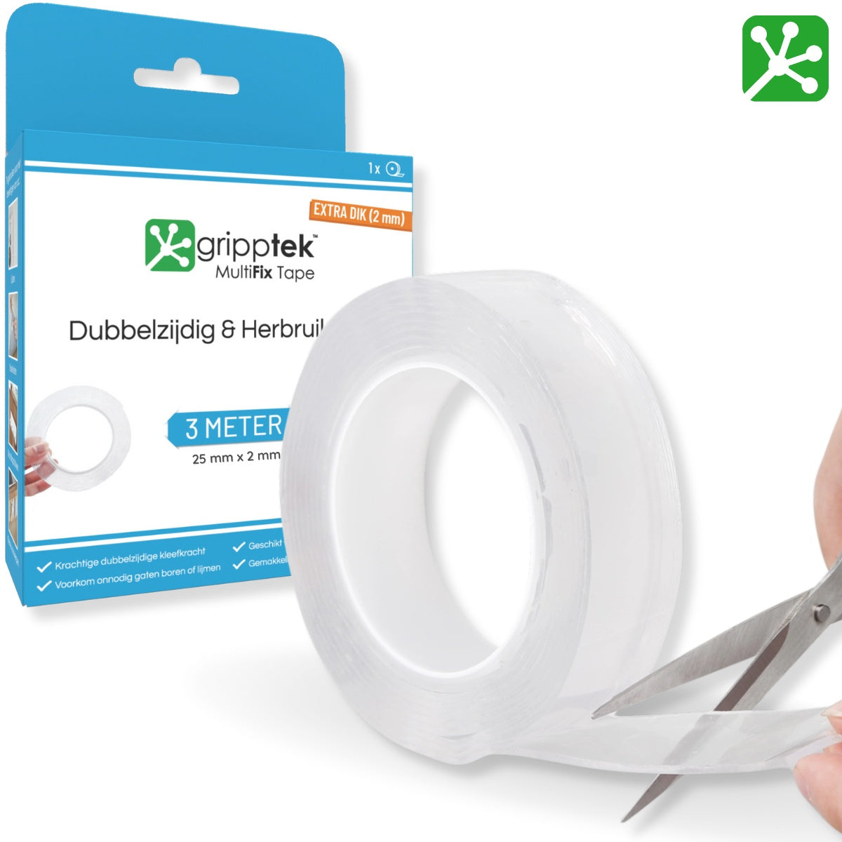 GrippTek® MultiFix Tape Original 2.0 | Dubbelzijdig & Herbruikbaar - GrippTek
