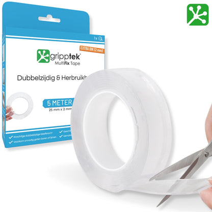 GrippTek® MultiFix Tape Original 2.0 | Dubbelzijdig & Herbruikbaar - GrippTek