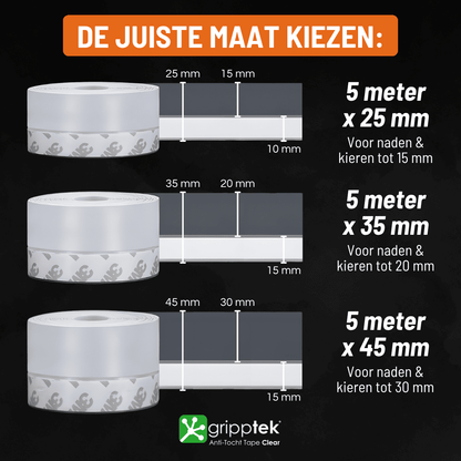GrippTek® Anti-Tocht Tape Clear - Voor Deuren & Kieren - GrippTek